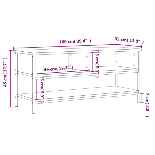 TV-taso ruskea tammi 100x35x45 cm tekninen puu