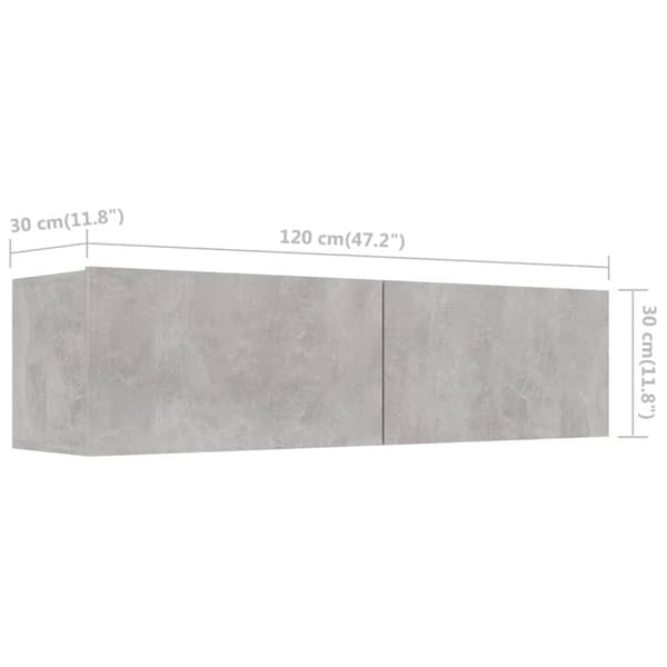 TV-bänk betonggrå 120x30x30 cm konstruerat trä