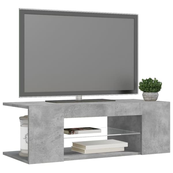 TV-bänk med LED-belysning betonggrå 90x39x30 cm