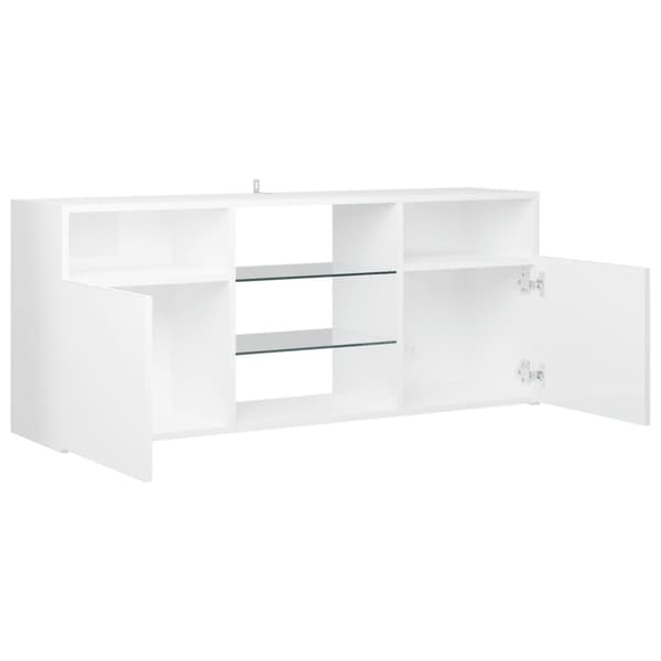 tv-skab med LED-lys 120x30x50 cm hvid højglans