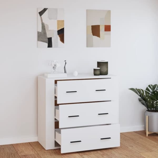 skænk 80x33x70 cm konstrueret træ hvid