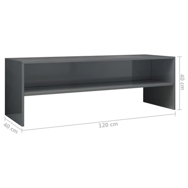 TV-bänk grå högglans 120x40x40 cm konstruerat trä