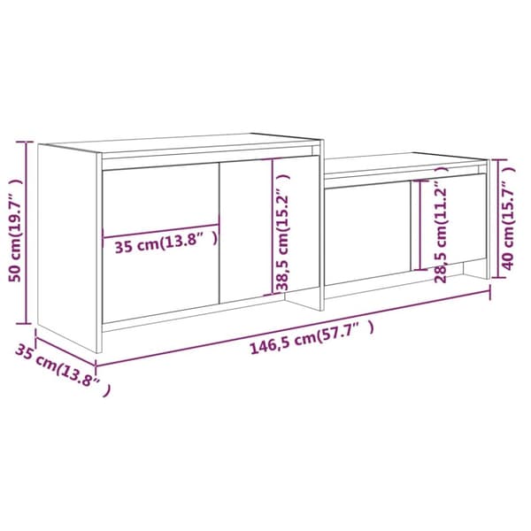 tv-bord 146,5x35x50 cm konstrueret træ røget egetræsfarve