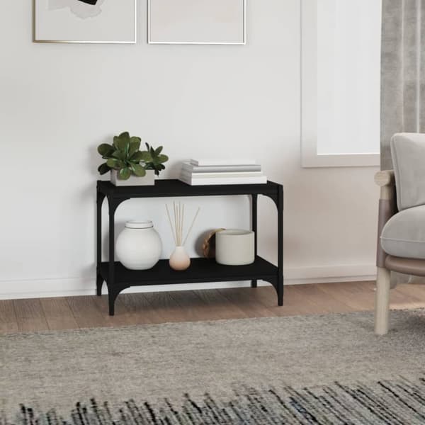 Tv-bänk svart 60x33x41 cm Konstruerat trä och stål
