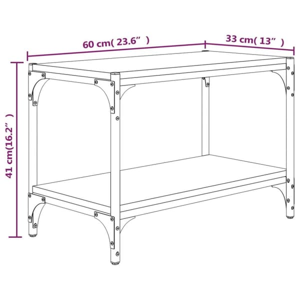 Tv-bänk svart 60x33x41 cm Konstruerat trä och stål