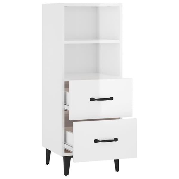 skænk 34,5x34x90 cm konstrueret træ hvid højglans