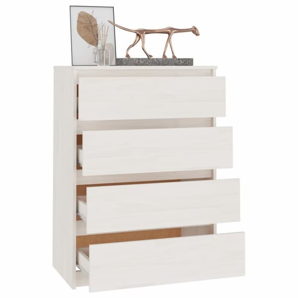 kommode 60x36x84 cm massivt fyrretræ hvid