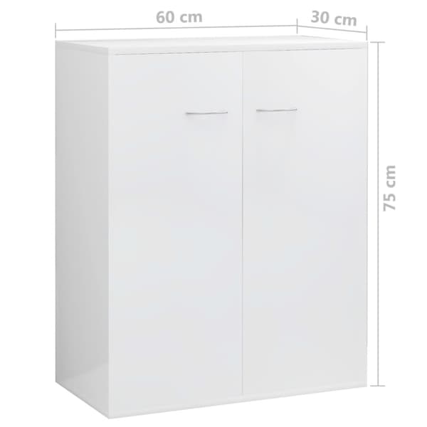 skænk 60x30x75 cm konstrueret træ hvid højglans