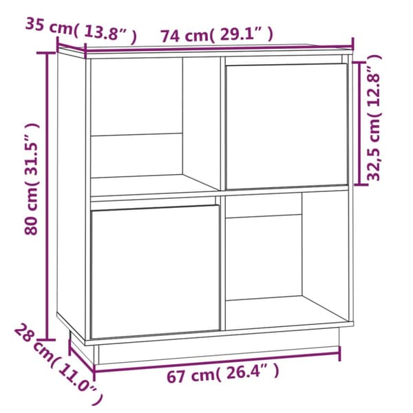 Senkki harmaa 74x35x80 cm täysi mänty