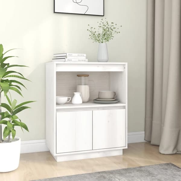 skænk 60x34x75 cm massivt fyrretræ hvid