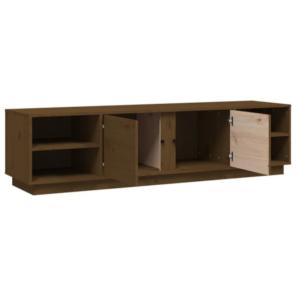 tv-bord 156x40x40 cm massivt fyrretræ gyldenbrun