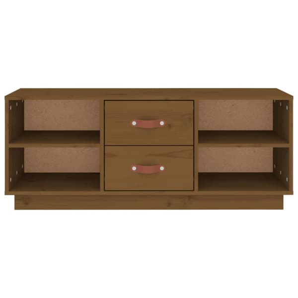 tv-bord 100x34x40 cm massivt fyrretræ gyldenbrun
