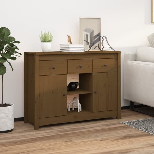 skænk 100x35x74,5 cm massivt fyrretræ gyldenbrun