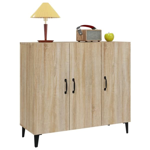 skab 90x34x80 cm konstrueret træ røget egetræsfarve