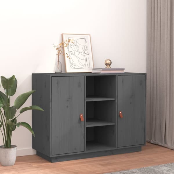 skænk 100x40x75 cm massivt fyrretræ Grå
