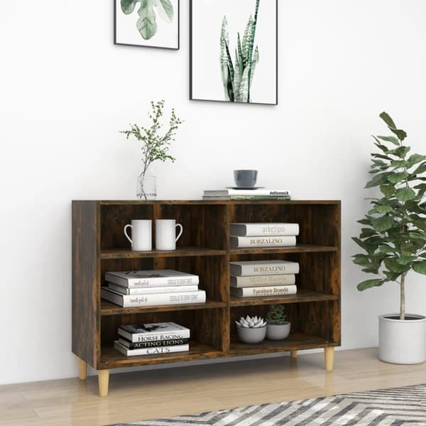 skænk 103,5x35x70 cm konstrueret træ røget egetræsfarve
