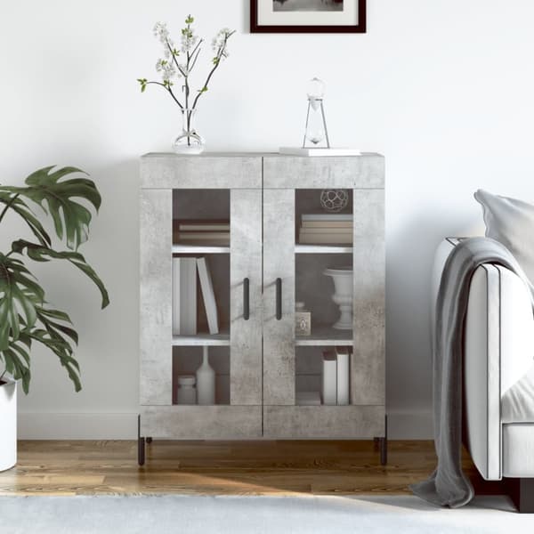 skænk 69,5x34x90 cm konstrueret træ betongrå