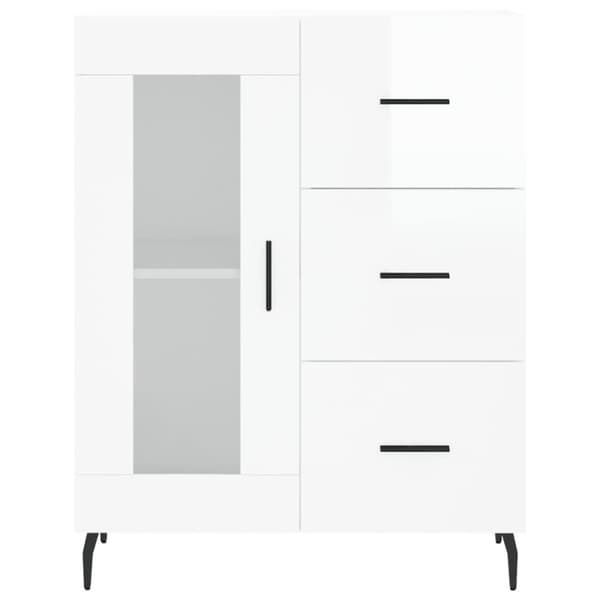 skænk 69,5x34x90 cm konstrueret træ hvid højglans