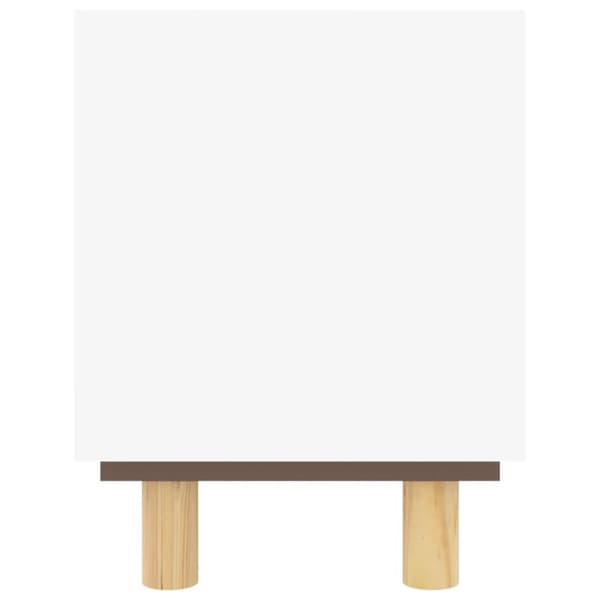 tv-bord 105x30x40 cm massivt fyrretræ og naturlig rattan hvid