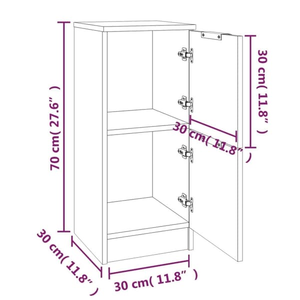 Senkit 2 kpl harmaa Sonoma 30x30x70 cm tekninen puu