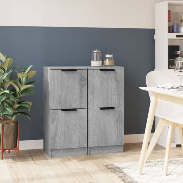 Senkit 2 kpl harmaa Sonoma 30x30x70 cm tekninen puu