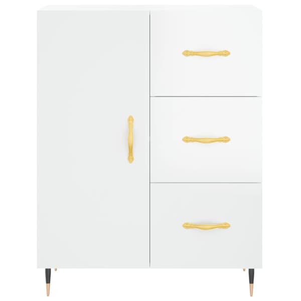 skænk 69,5x34x90 cm konstrueret træ hvid højglans
