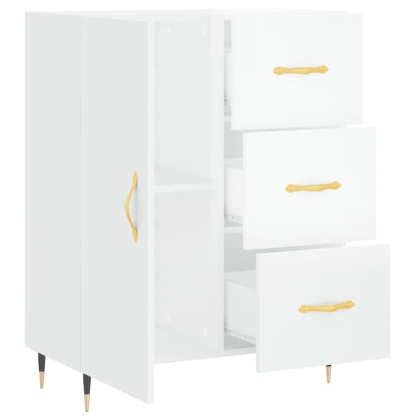 skænk 69,5x34x90 cm konstrueret træ hvid højglans