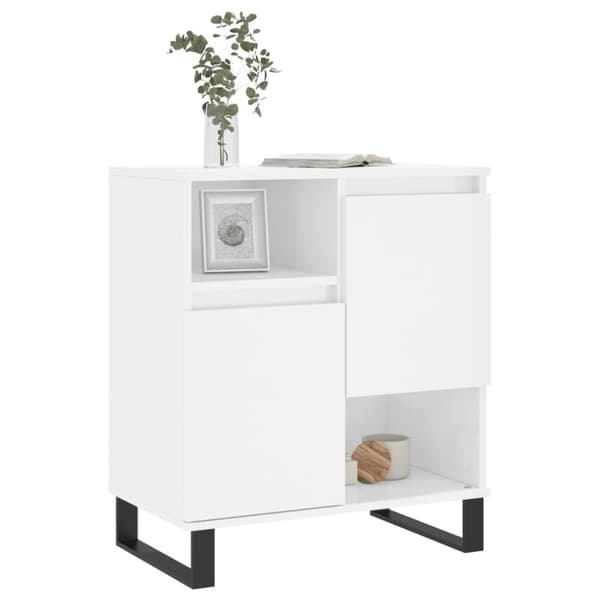skænk 60x35x70 cm konstrueret træ hvid højglans