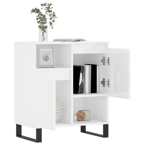 skænk 60x35x70 cm konstrueret træ hvid højglans