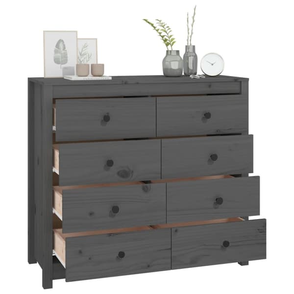 kommode 100x40x90 cm massivt fyrretræ grå