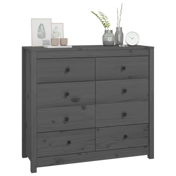 kommode 100x40x90 cm massivt fyrretræ grå