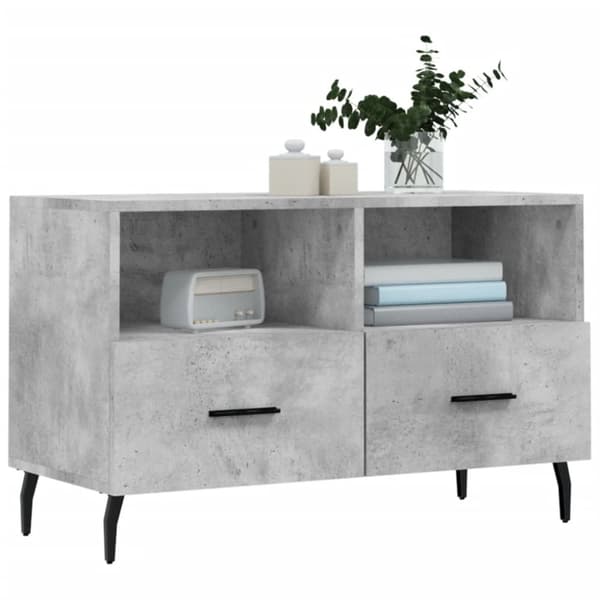 Tv-bänk betonggrå 80x36x50 cm konstruerat trä