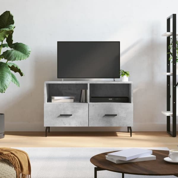 Tv-bänk betonggrå 80x36x50 cm konstruerat trä