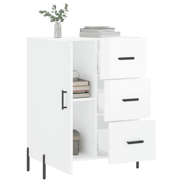 skænk 69,5x34x90 cm konstrueret træ hvid højglans