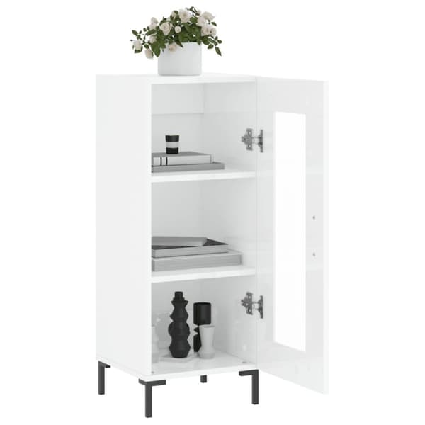 skænk 34,5x34x90 cm konstrueret træ hvid højglans