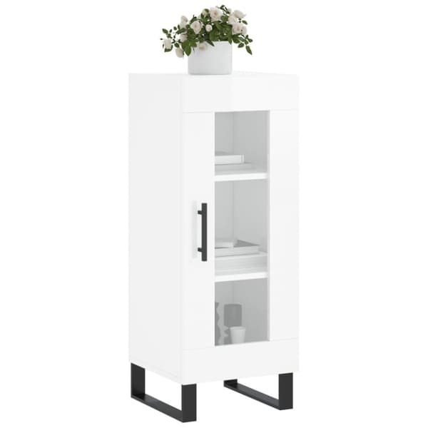 skænk 34,5x34x90 cm konstrueret træ hvid højglans