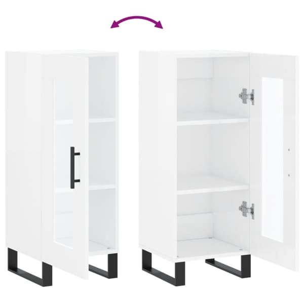 skænk 34,5x34x90 cm konstrueret træ hvid højglans