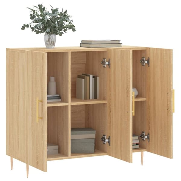 skab 90x34x80 cm konstrueret træ røget egetræsfarve