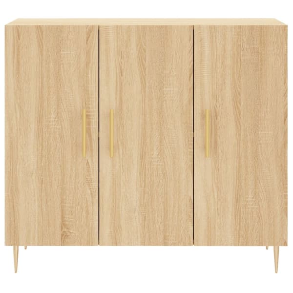 skab 90x34x80 cm konstrueret træ røget egetræsfarve