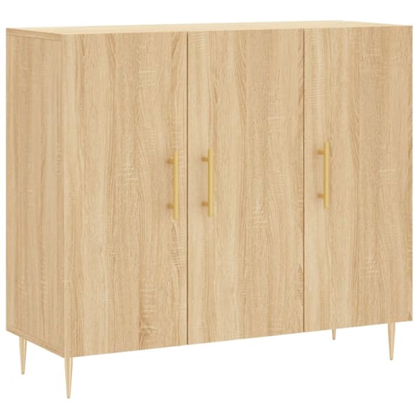skab 90x34x80 cm konstrueret træ røget egetræsfarve