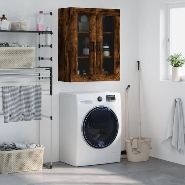 væghængt skab 69,5x34x90 cm konstrueret træ røget sonoma-eg
