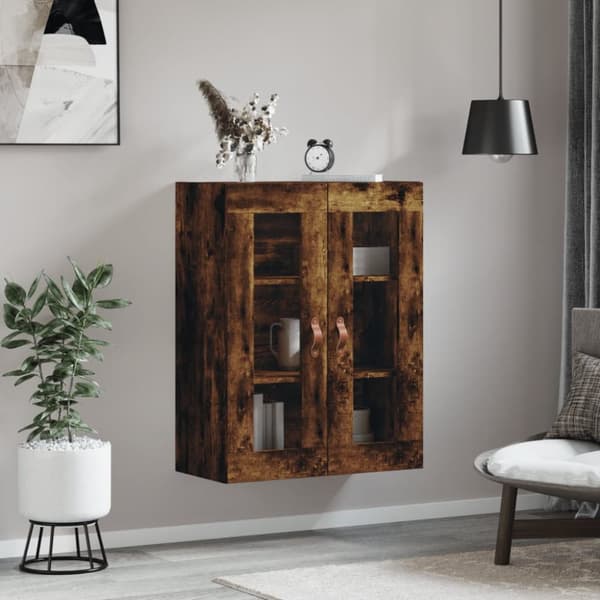 væghængt skab 69,5x34x90 cm konstrueret træ røget sonoma-eg
