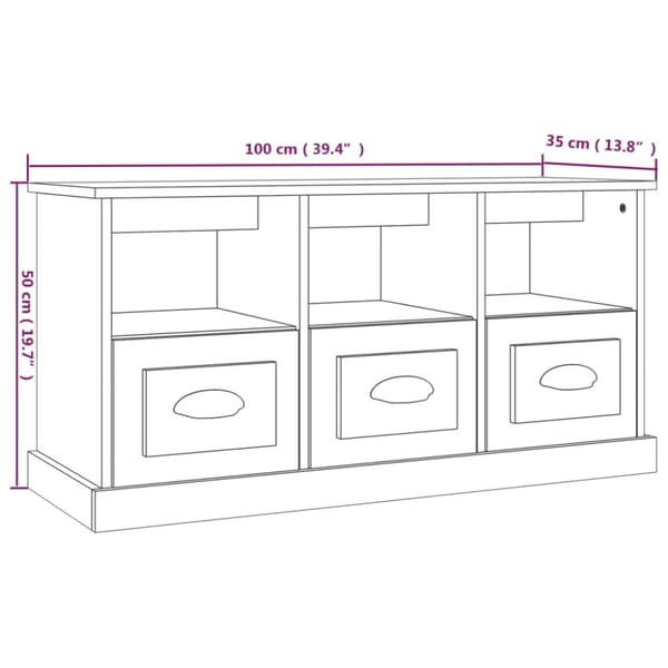 tv-bord 100x35x50 cm konstrueret træ sonoma-eg