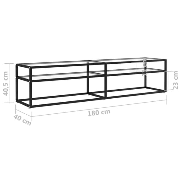 tv-bord 180x40x40,5 cm hærdet glas transparent
