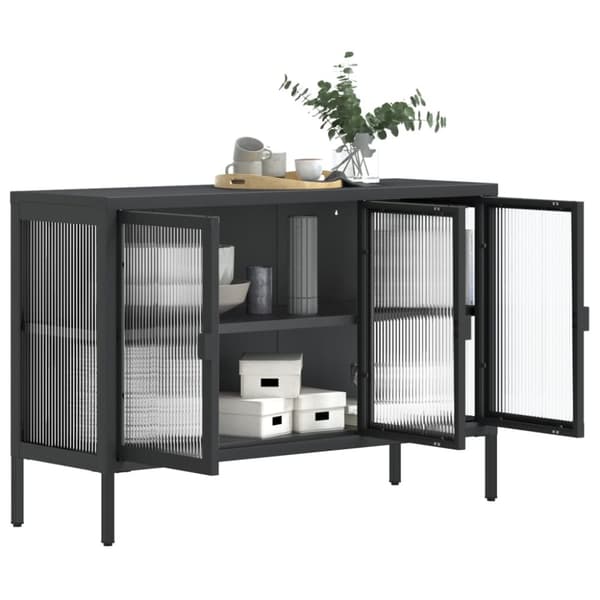 Skänk svart 105x35x70 cm glas och stål
