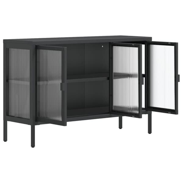 Skänk svart 105x35x70 cm glas och stål