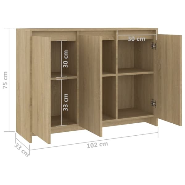 skænk 102x33x75 cm konstrueret træ sonoma-eg