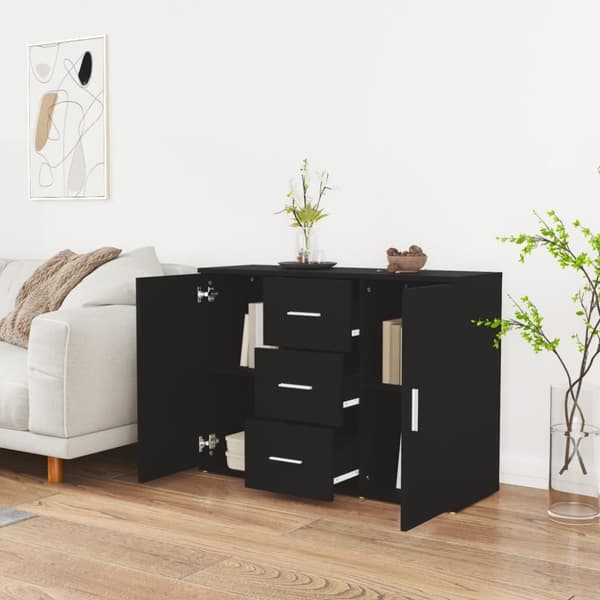 skænk 91x29,5x65 cm konstrueret træ sort