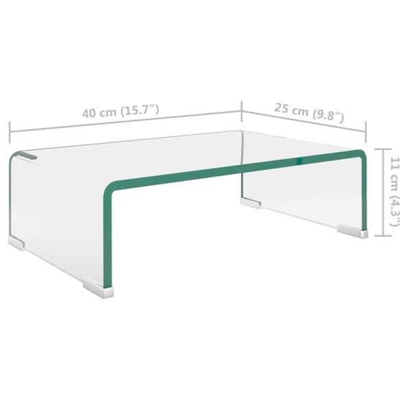 TV-bord/monitorstander klar glas 40x25x11 cm