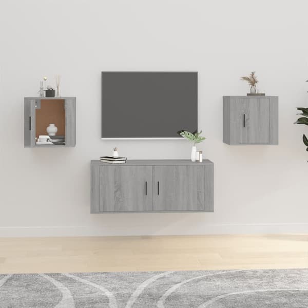 væghængte tv-skabe 2 stk. 40x34,5x40 cm grå sonoma